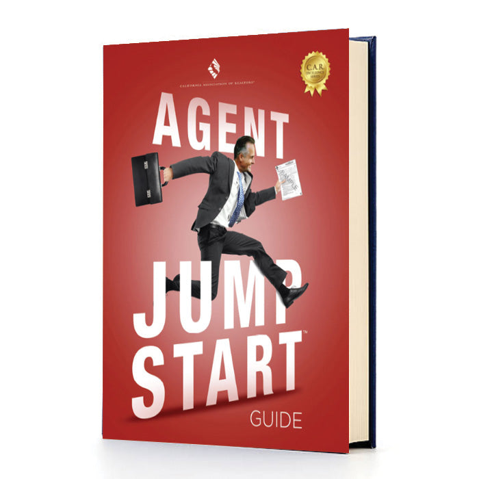 Book titled 'Agent Jump Start Guide' with a red cover and a gold seal on a white background