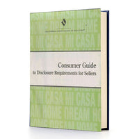 Book titled 'Consumer Guide to Disclosure Requirements for Sellers' with a green and white cover on a white background