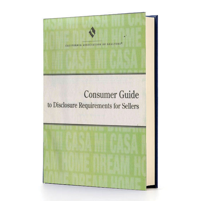 Book titled 'Consumer Guide to Disclosure Requirements for Sellers' with a green and white cover on a white background