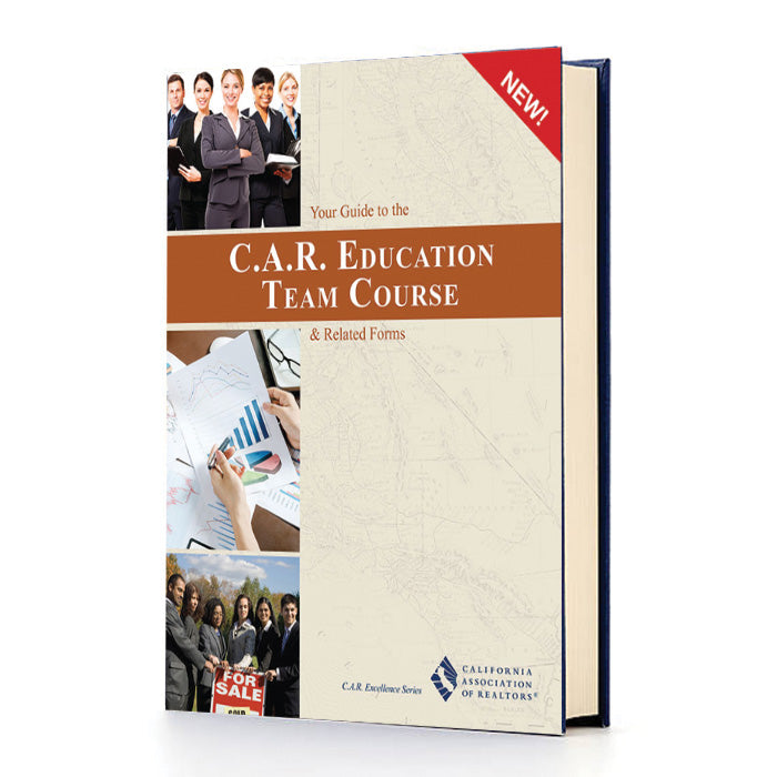 Book titled 'Your Guide to the C.A.R. Education Team Course' with a cover featuring images of people and text.